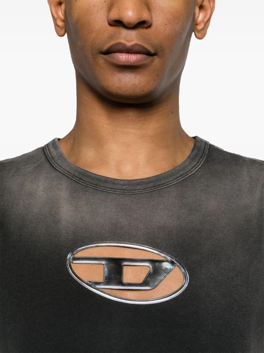 DIESEL T-Brico Faded Tank Top With Puffy Oval D in Black for DIESEL T-Brico Faded Tank Top With Puffy Oval D in Black for
