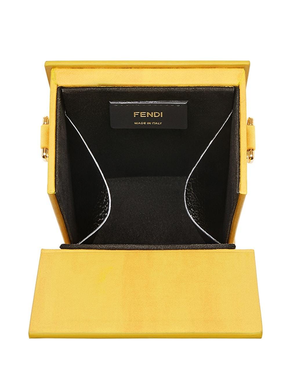 FENDI Vitello Fluffy Logo Horizontal Box Crossbody Bag Yellow Box Black  1352468 | FASHIONPHILE