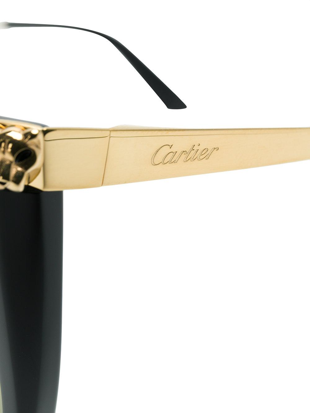 Cartier Panther Head Oversized Sunglasses in Black | Lyst