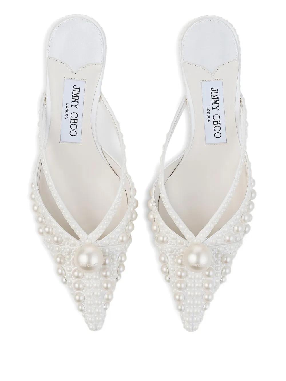 JIMMY CHOO ホワイト ミュール 約6cmヒール