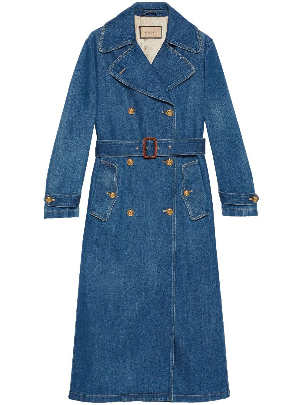 Gucci Double-breasted Denim Trench-coat in Blue | Lyst