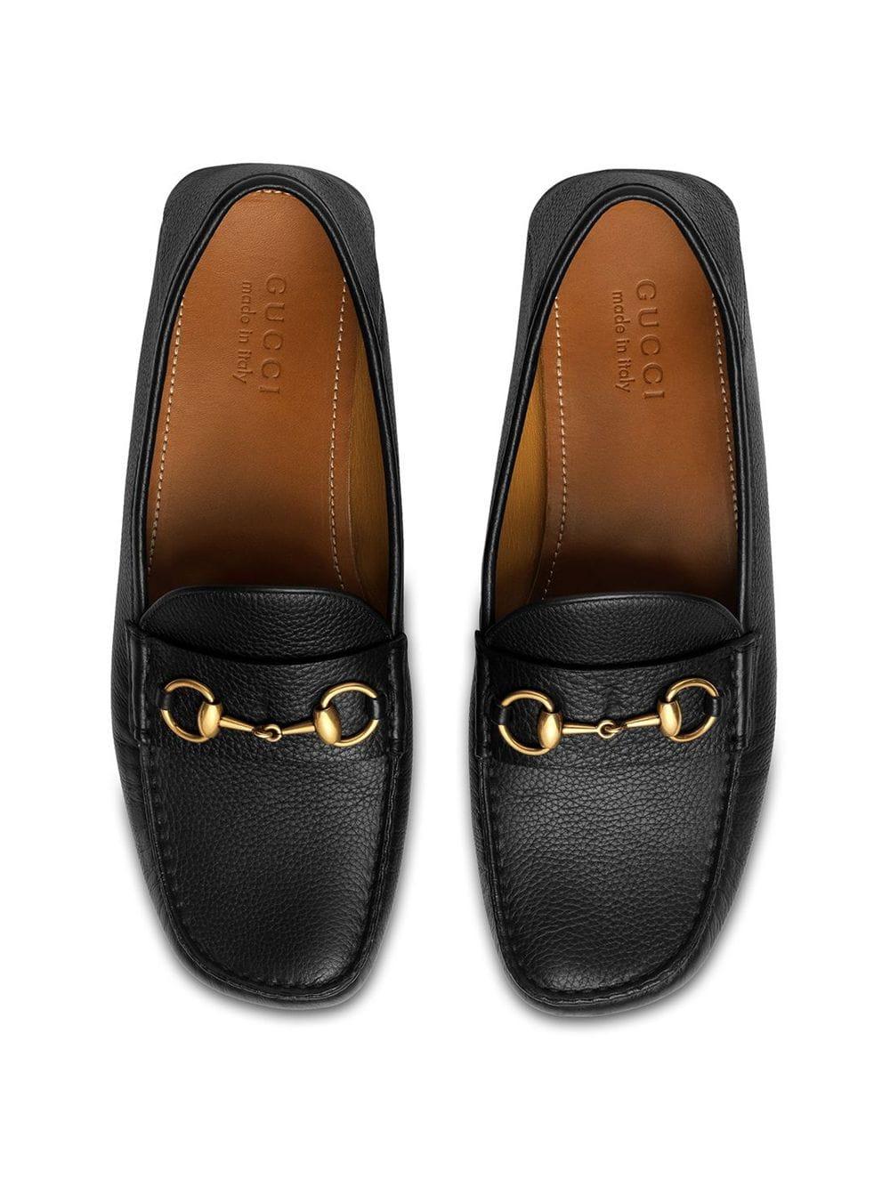 Gucci Leather Driver With Horsebit in Black for Men | Lyst