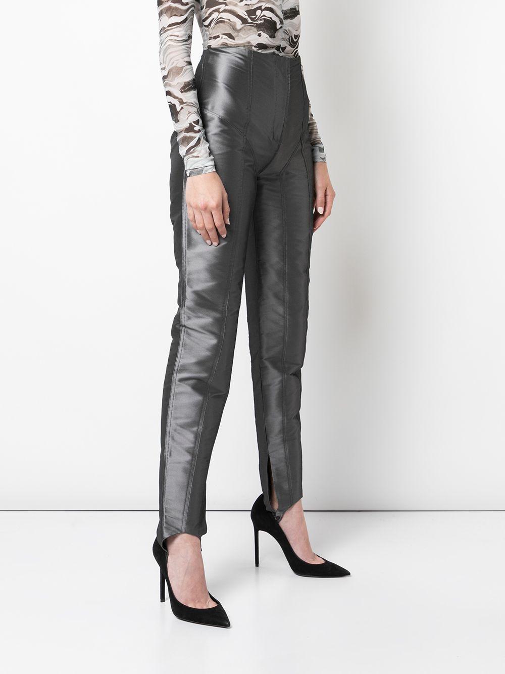 Mugler Synthetic Metallic Stirrup Trousers in Grey (Gray) - Lyst