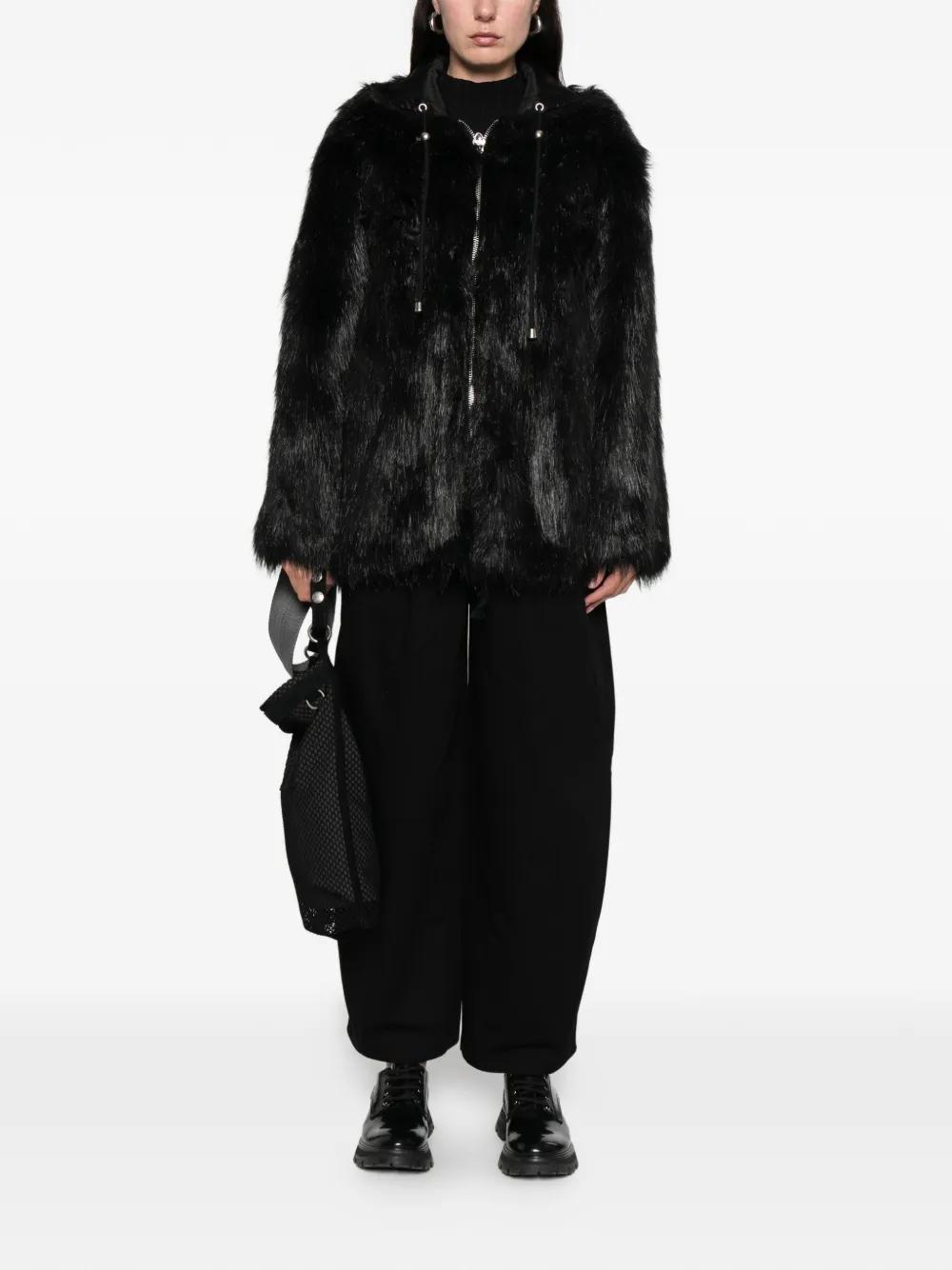 OPEN YY Reversible Faux Fur Hooded Jacket in Black | Lyst