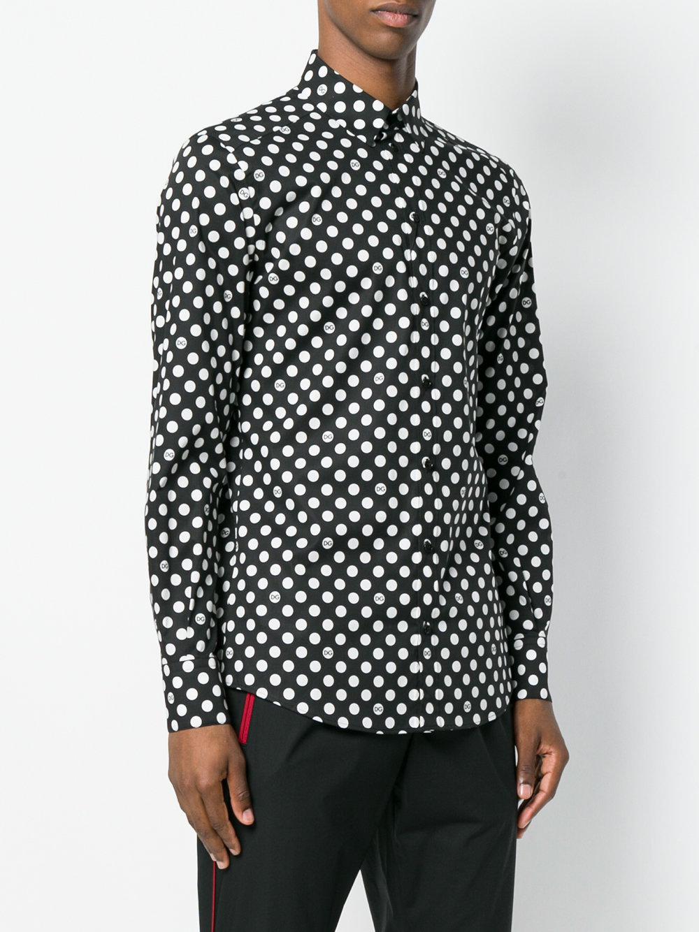 Dolce & Gabbana Cotton Polka Dot Shirt in Black for Men - Lyst