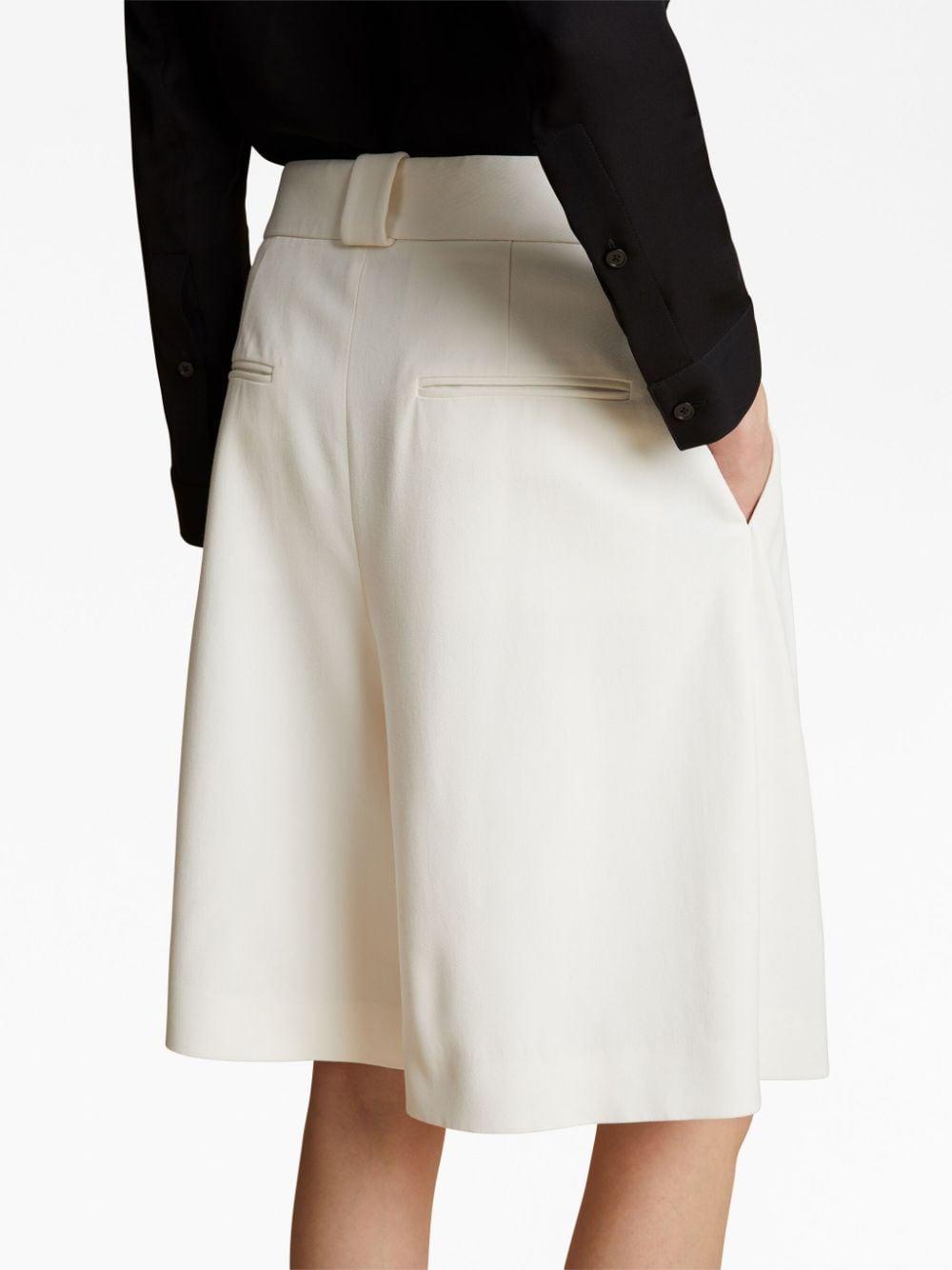Renli Su pleated-detail jacquard shorts - White