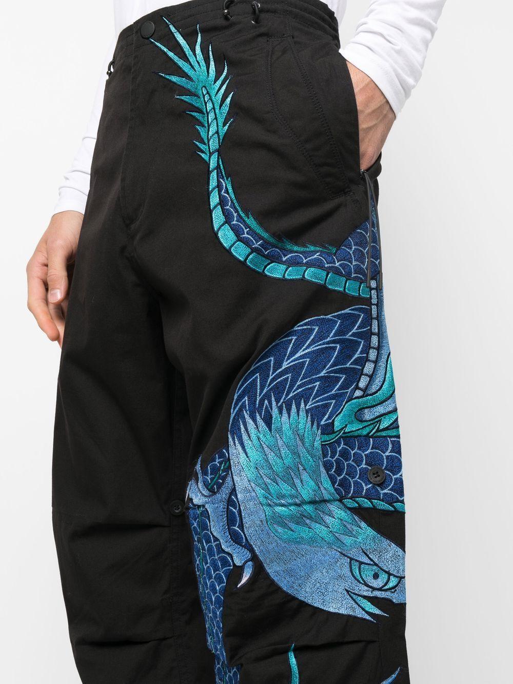Maharishi Dragon-print Straight Trousers in Blue for Men