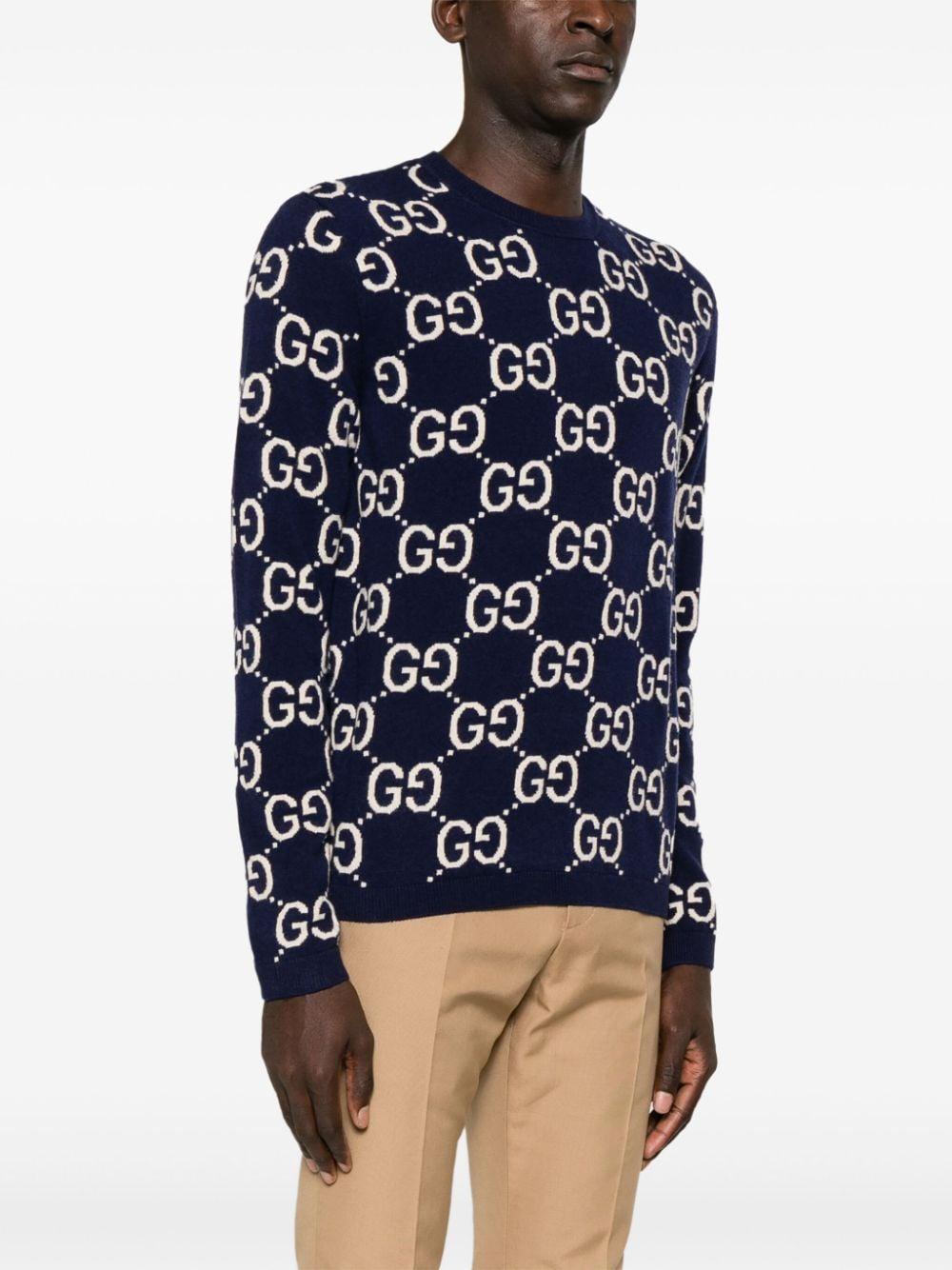 Gucci GG jacquard Wool Jumper in Blue for Men Lyst