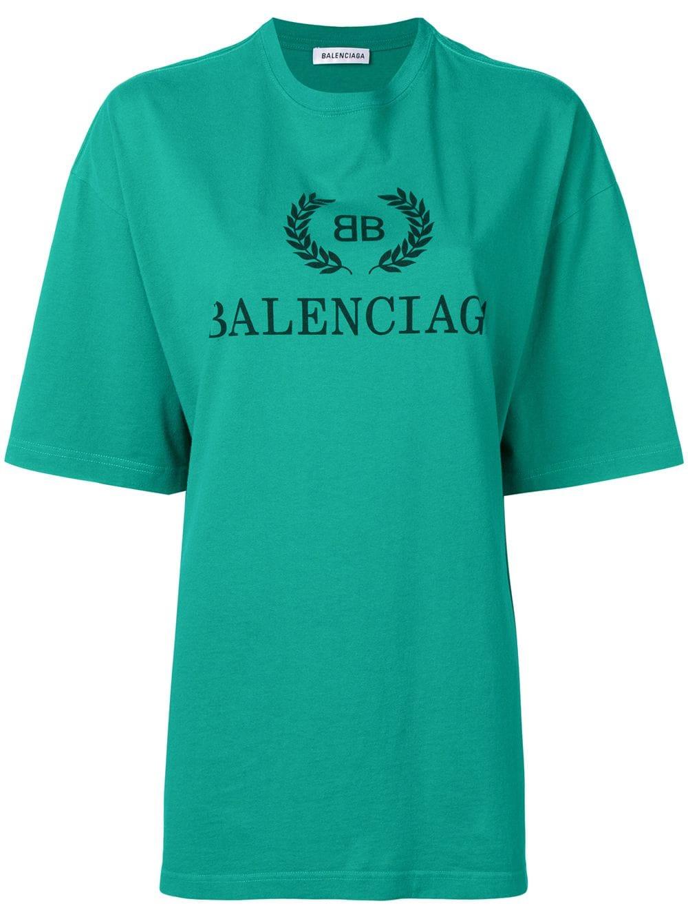 Balenciaga Cotton Bb Printed T-shirt in Green | Lyst