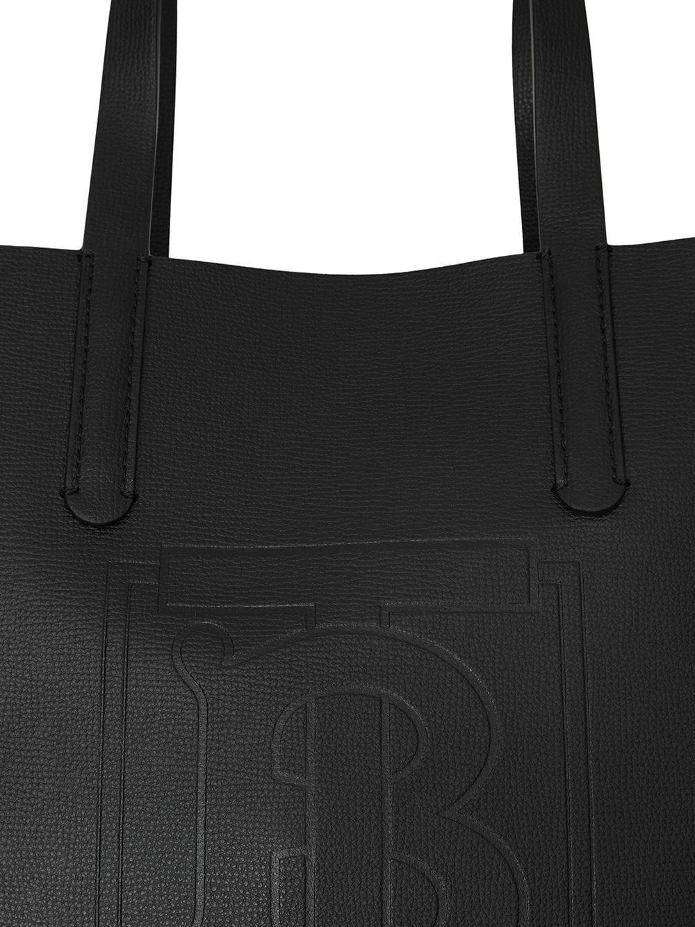 Burberry Embossed Monogram Black Leather Tote