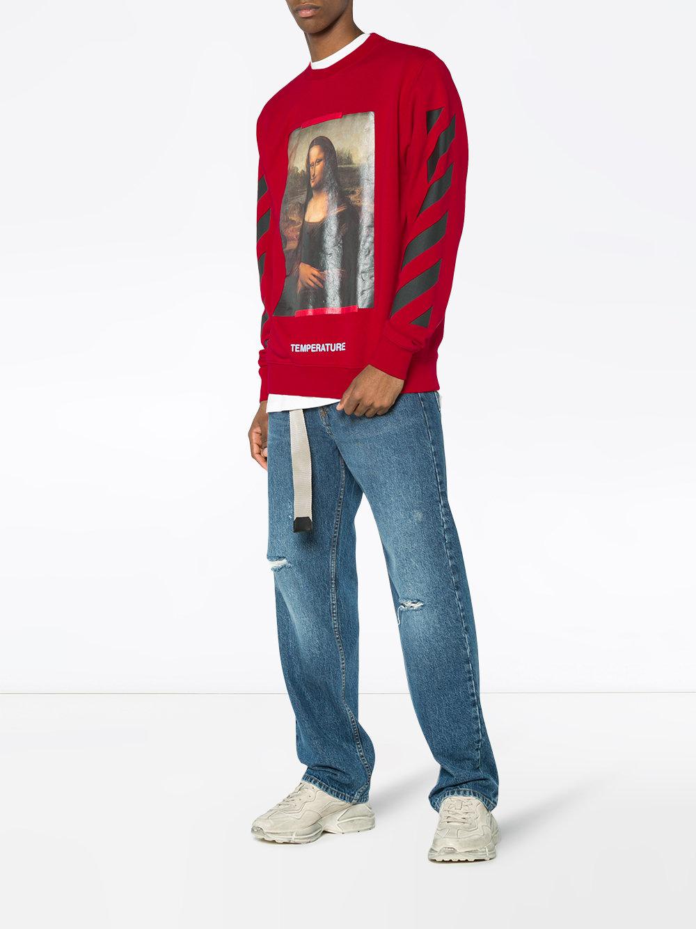 off white mona lisa crewneck red