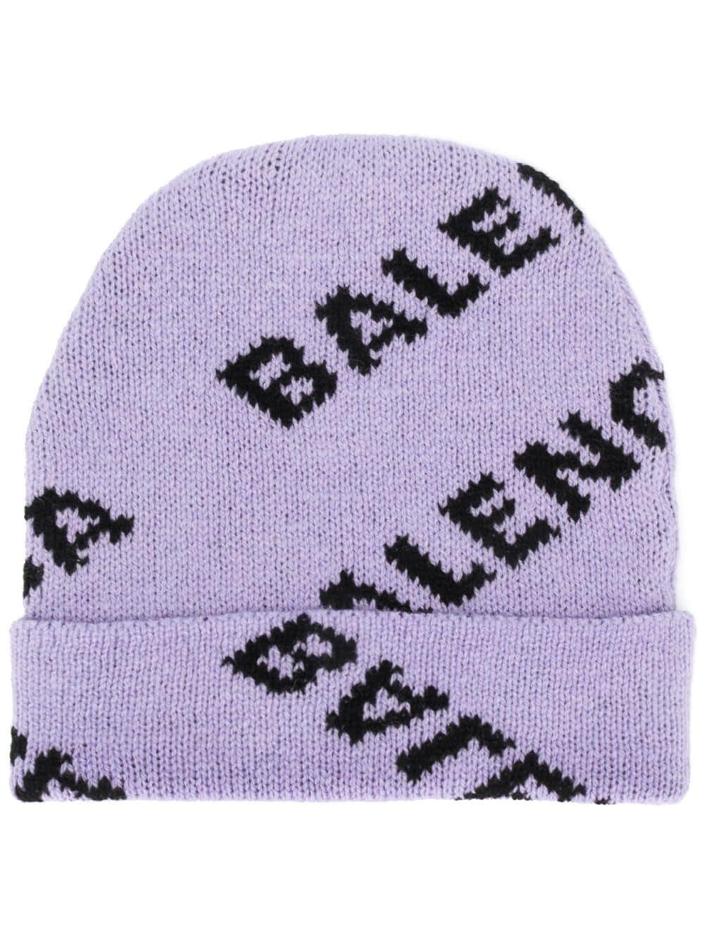 Balenciaga Wool Logo Beanie in Lilac/Black (Purple) - Lyst