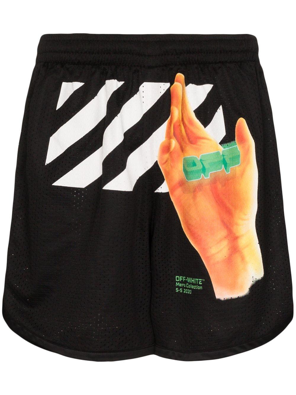 Off-White c/o Virgil Abloh Hand Logo Track Shorts in Black for Men | Lyst