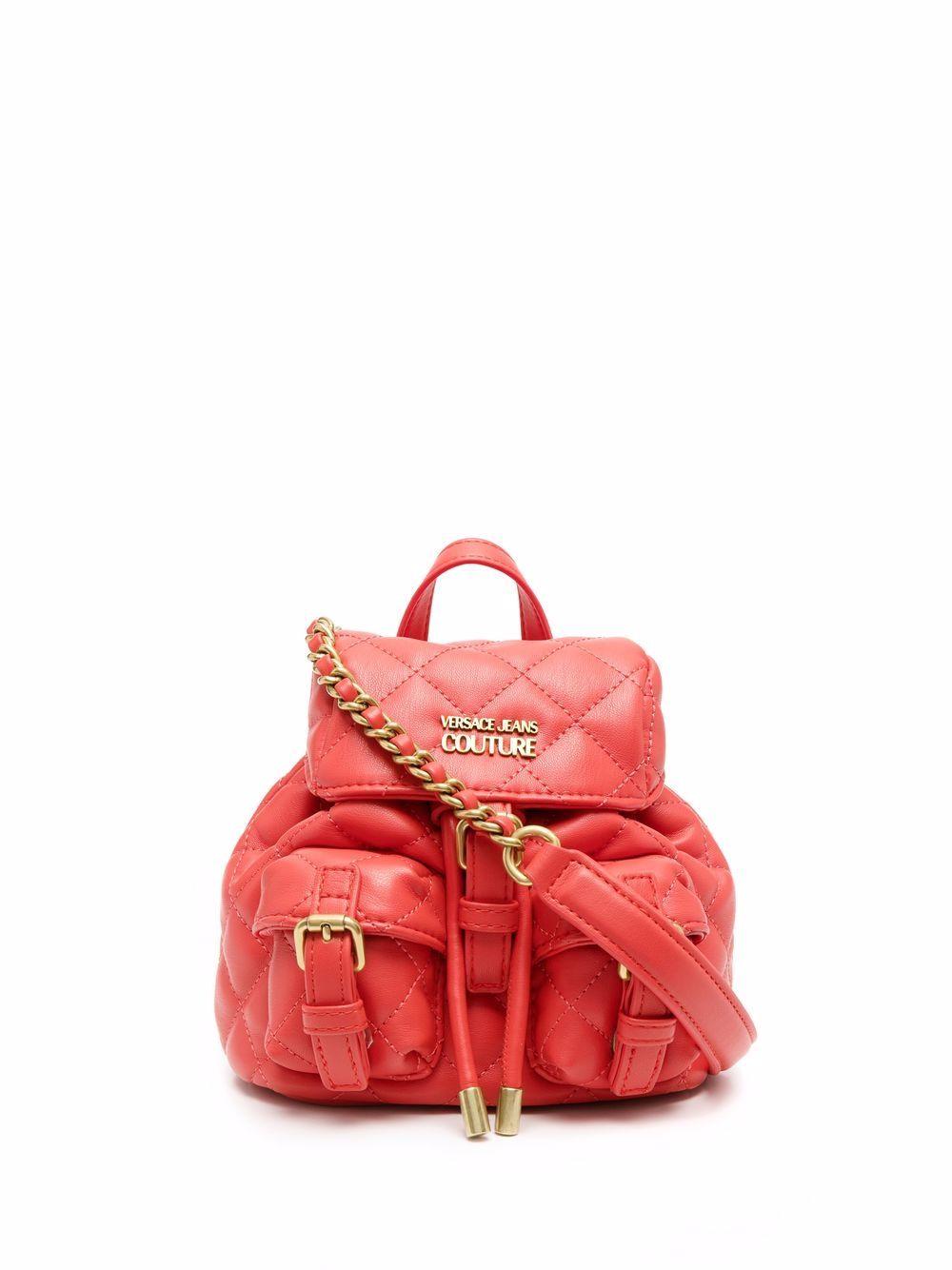 Versace Jeans Couture Logo-embellished Quilted Backpack in Red | Lyst