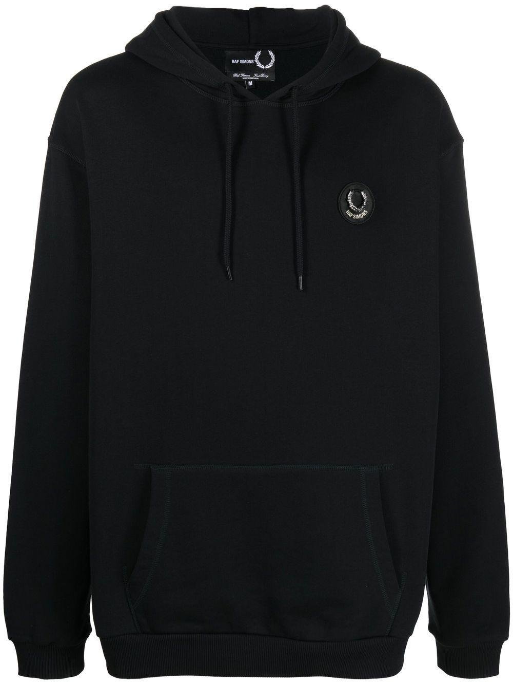 Fred Perry Crest-patch Pullover Hoodie in Black | Lyst