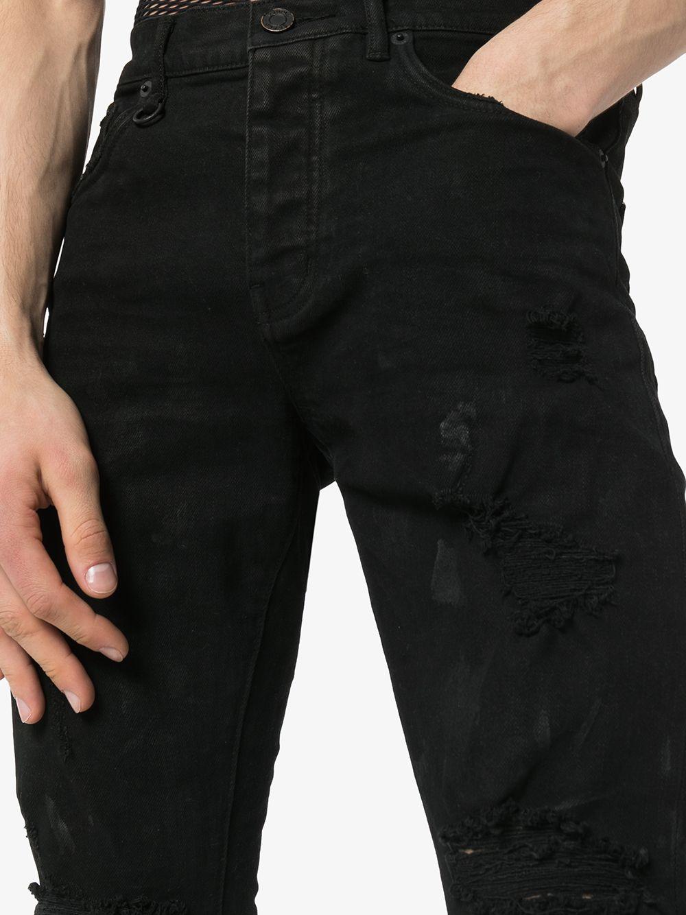 Purple Brand Men's P001 Distressed Oil Spill Jeans