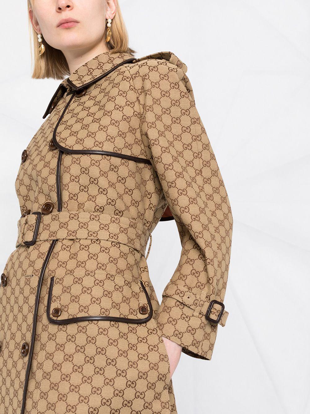 Gucci GG Pattern Trench Coat in Natural