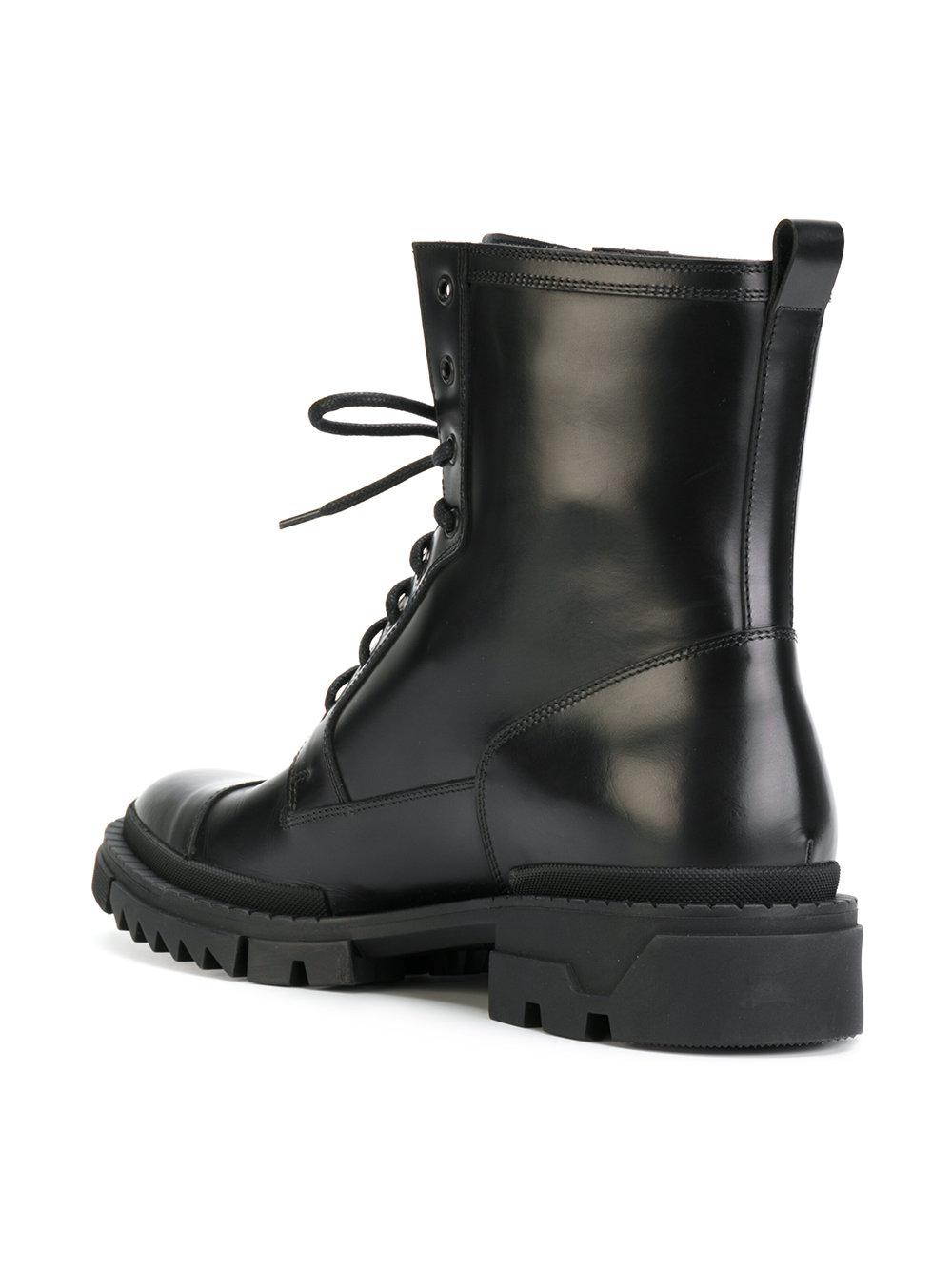 Versace Leather Cargo Boots in Black for Men - Lyst