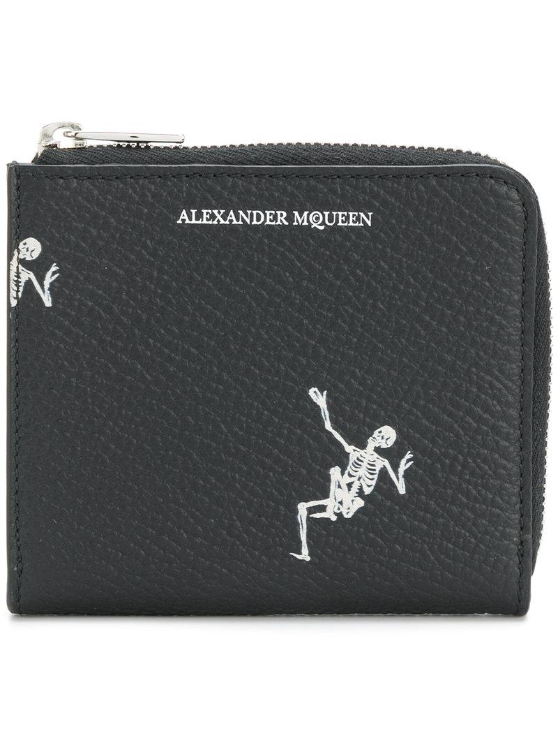 Alexander McQueen Dancing Skeleton Zip Coin Wallet in Black for Men | Lyst