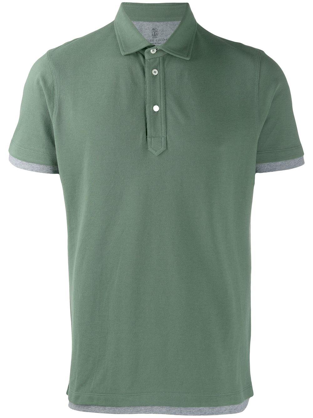 Brunello Cucinelli Cotton Layered-effect Polo Shirt in Green for Men - Lyst