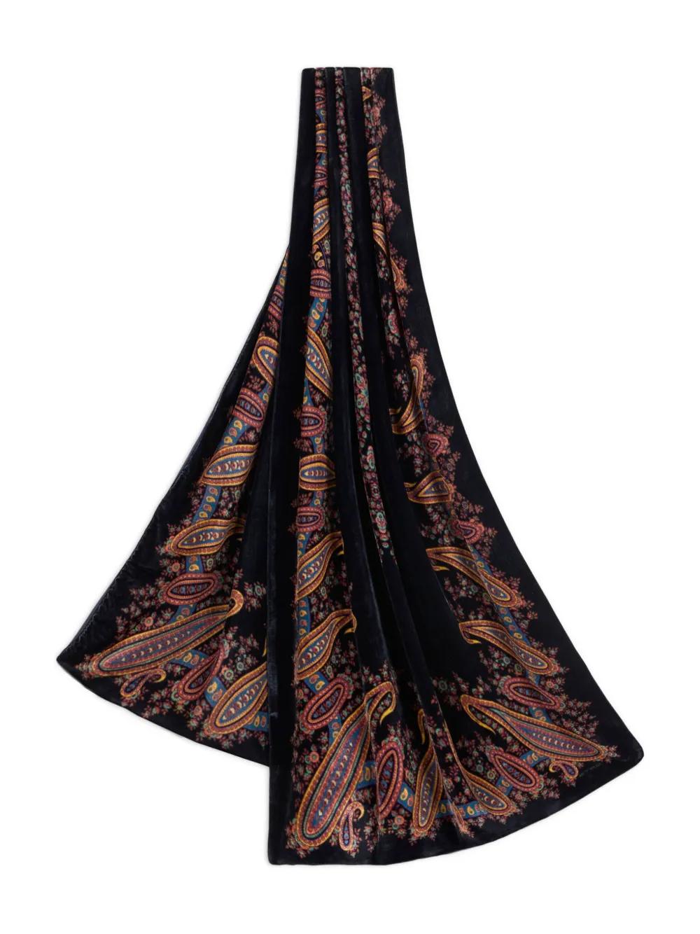 スカーフ ETRO SCARVES AND SILK CREAM/AUBERGINE ETRO（エトロ）の「Etro Bombay Silk Scarf（バンダナ/スカーフ