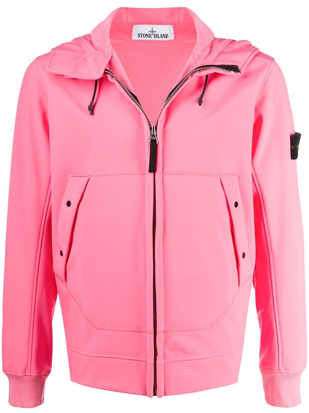 Stone Island Soft Shell Hooded Jacket in Pink for Men | Lyst UK