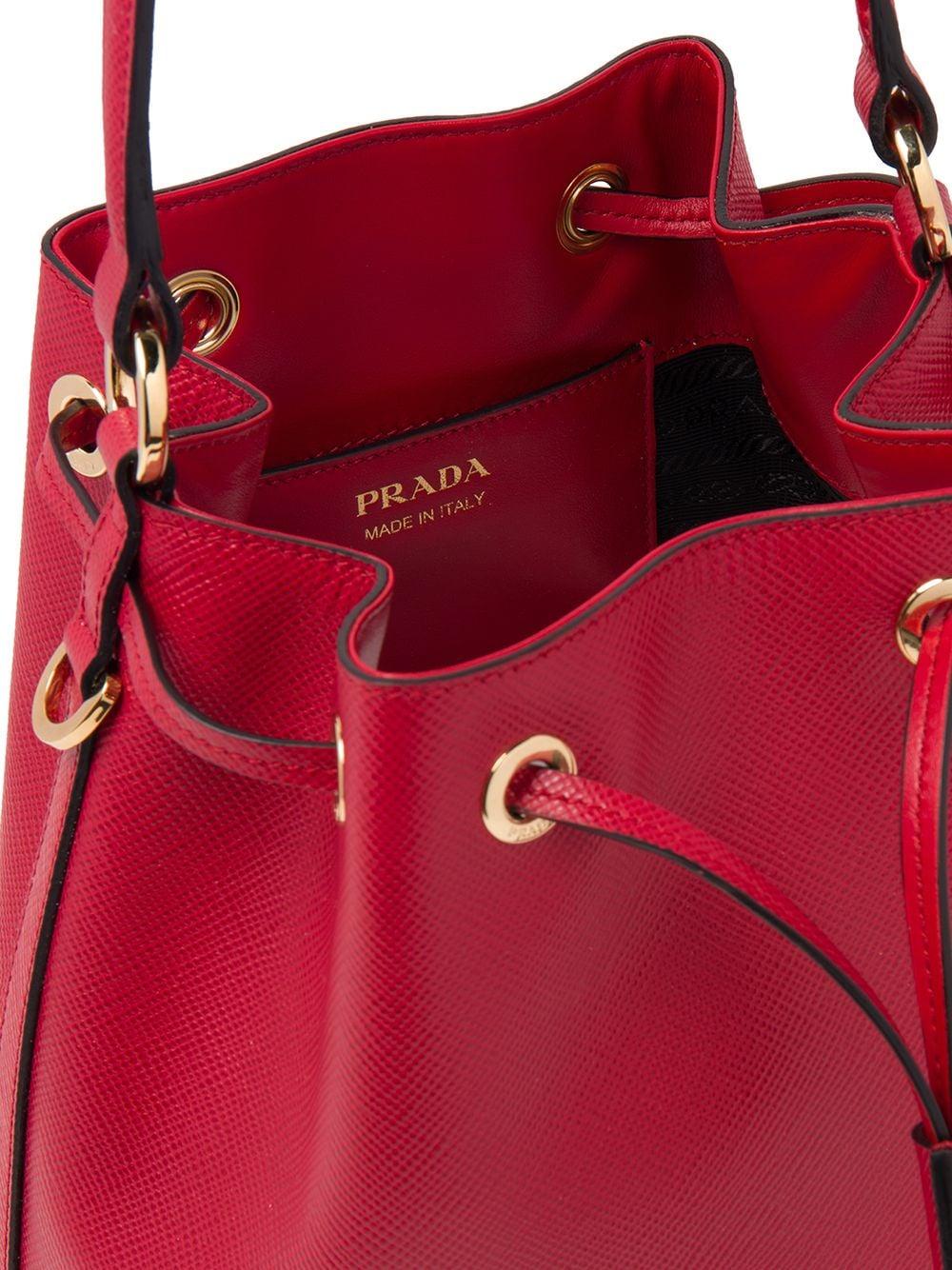 Prada Saffiano Leather Bucket Bag in Red
