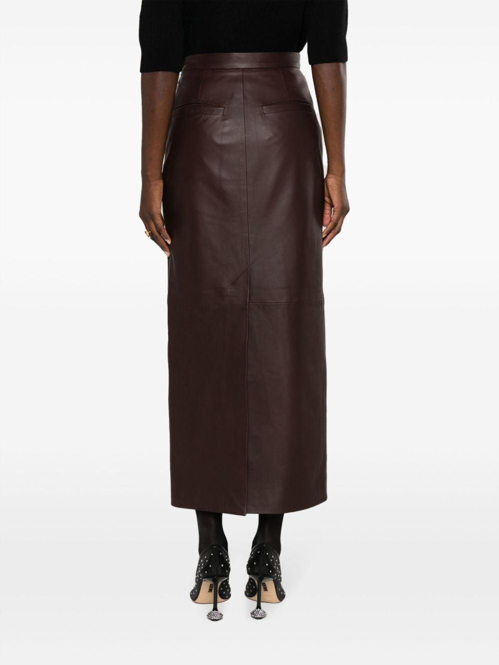 Designer brown cheap leather skirt