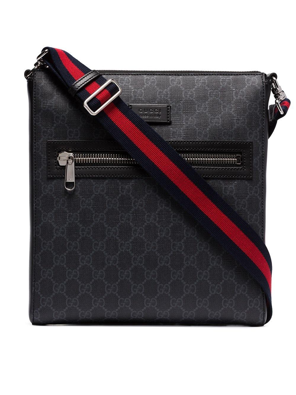 Gucci 'GG Supreme' Canvas Shoulder Bag in Black for Men | Lyst