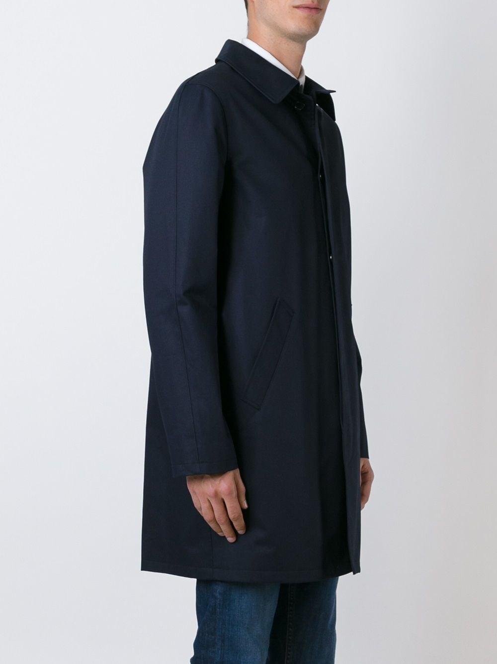 A.P.C. Cotton 'mac Ville' Overcoat in Blue for Men Lyst