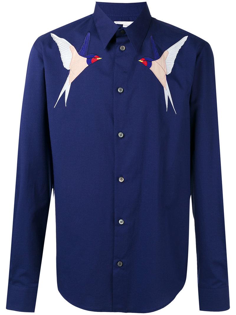Stella McCartney Cotton Swallow Chest Shirt in Blue for Men - Lyst