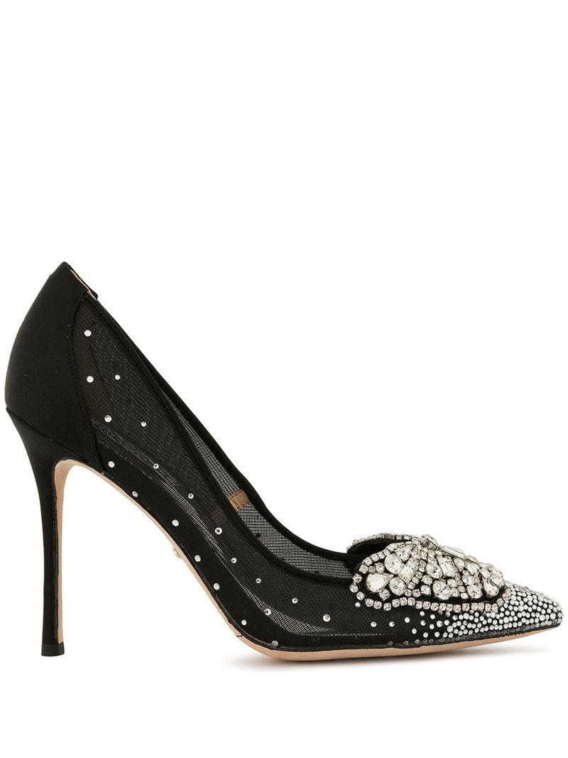 badgley mischka quintana mesh embellished pumps