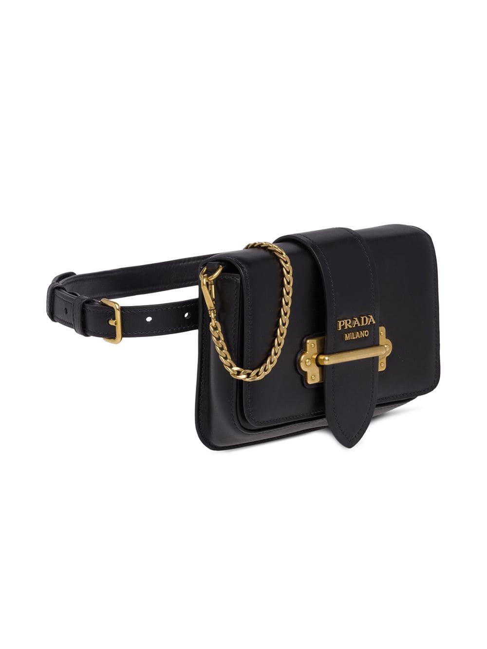 Prada Black Cahier Leather Shoulder Bag - Farfetch