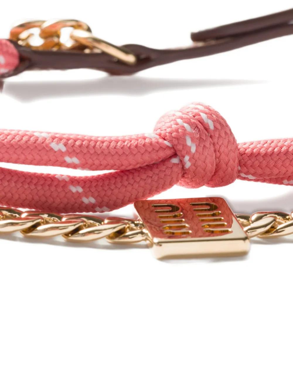 Miu Miu Leather, Cord And Metal Trick Keyring in Pink | Lyst