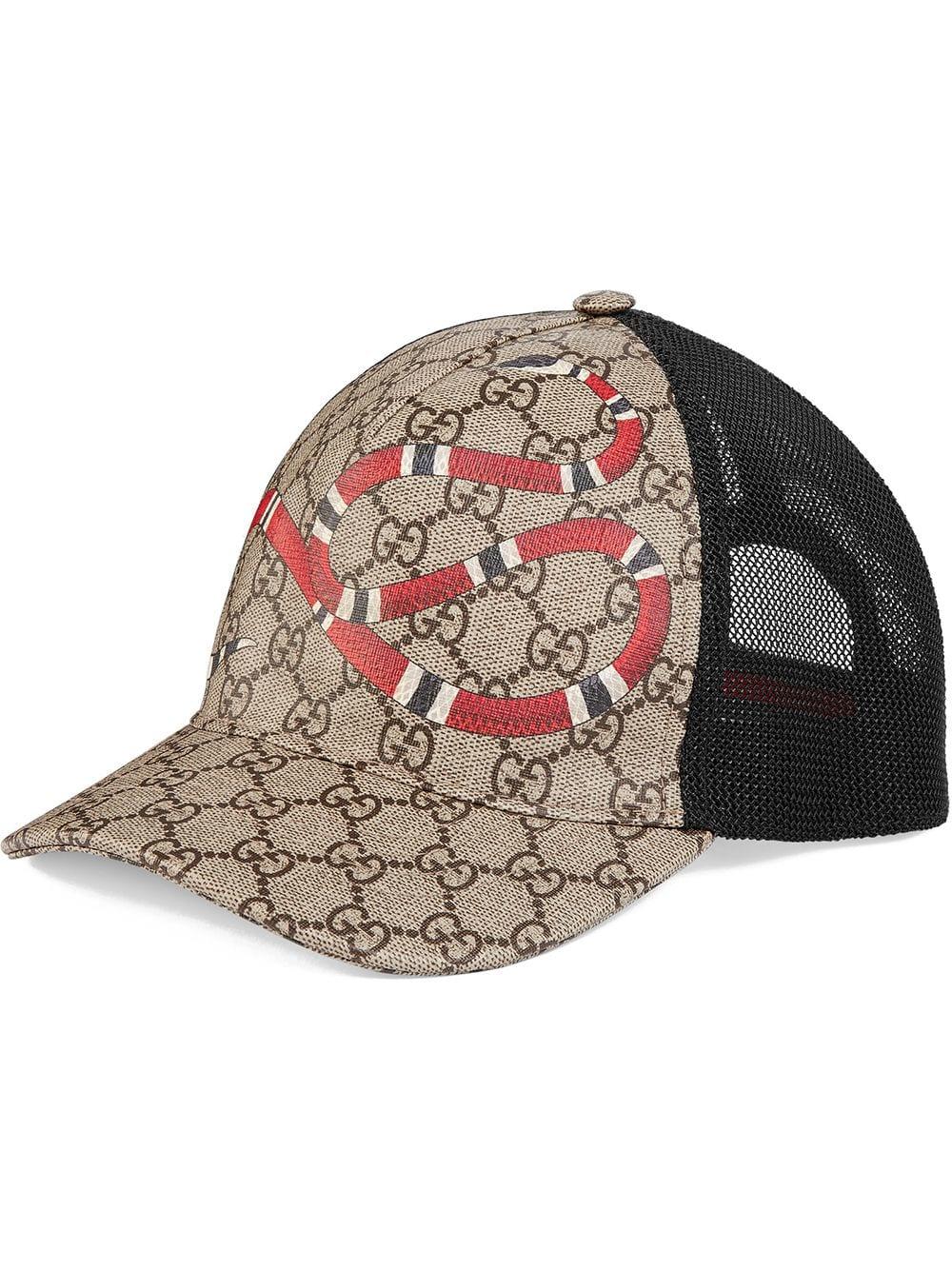 Excremento giro contaminación Gorra de béisbol GG Supreme con estampado de serpiente real Gucci de hombre  de color Marrón | Lyst