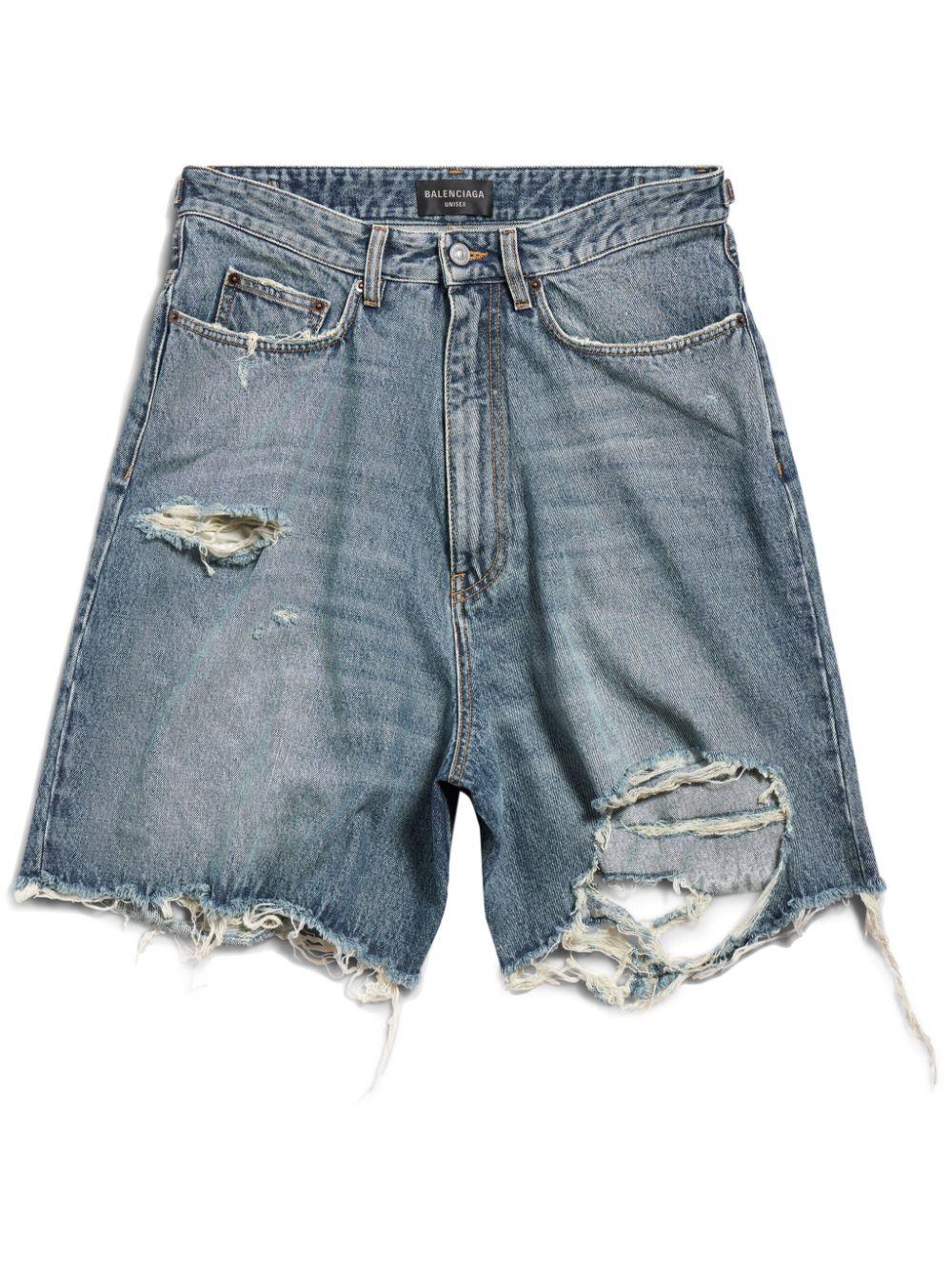 Balenciaga Distressed Denim Shorts in Blue Lyst UK