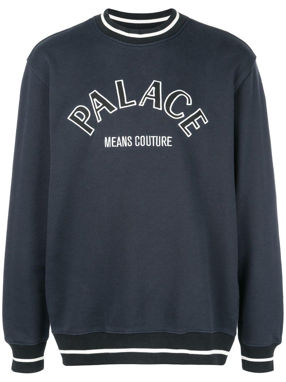 Palace Logo Embroidered Sweatshirt in Grey (Gray) for Men - Lyst