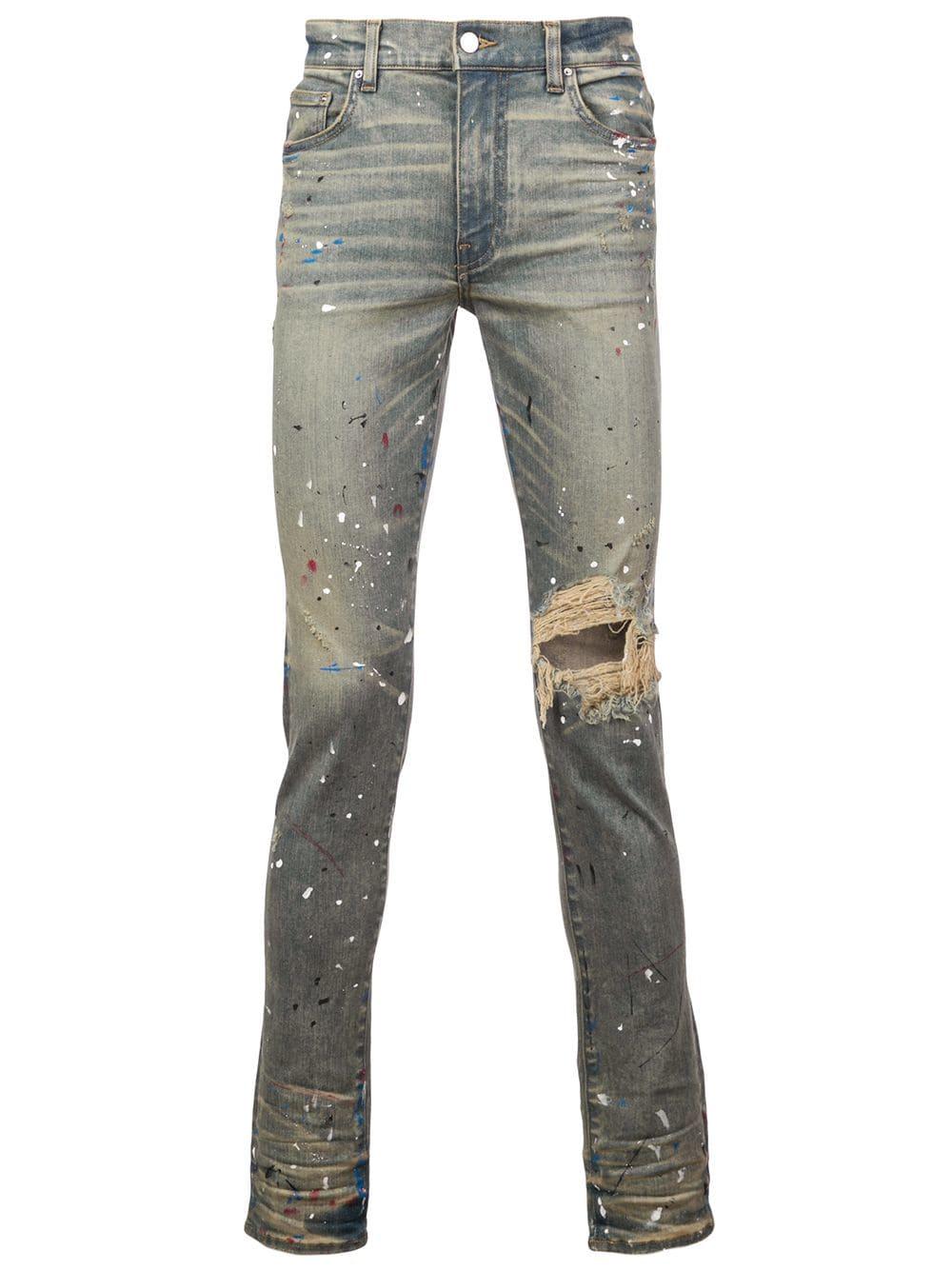 Amiri Denim Skinny-Jeans mit Farbklecksen in Blau für Herren - Lyst