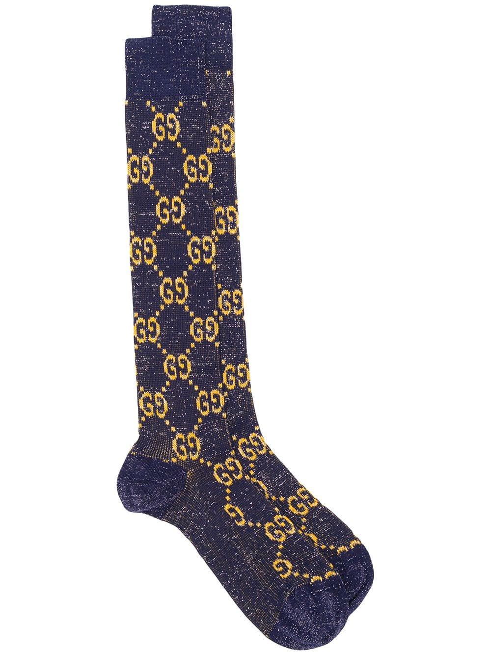 Gucci Cotton Monogram Socks in Blue Save 34 Lyst