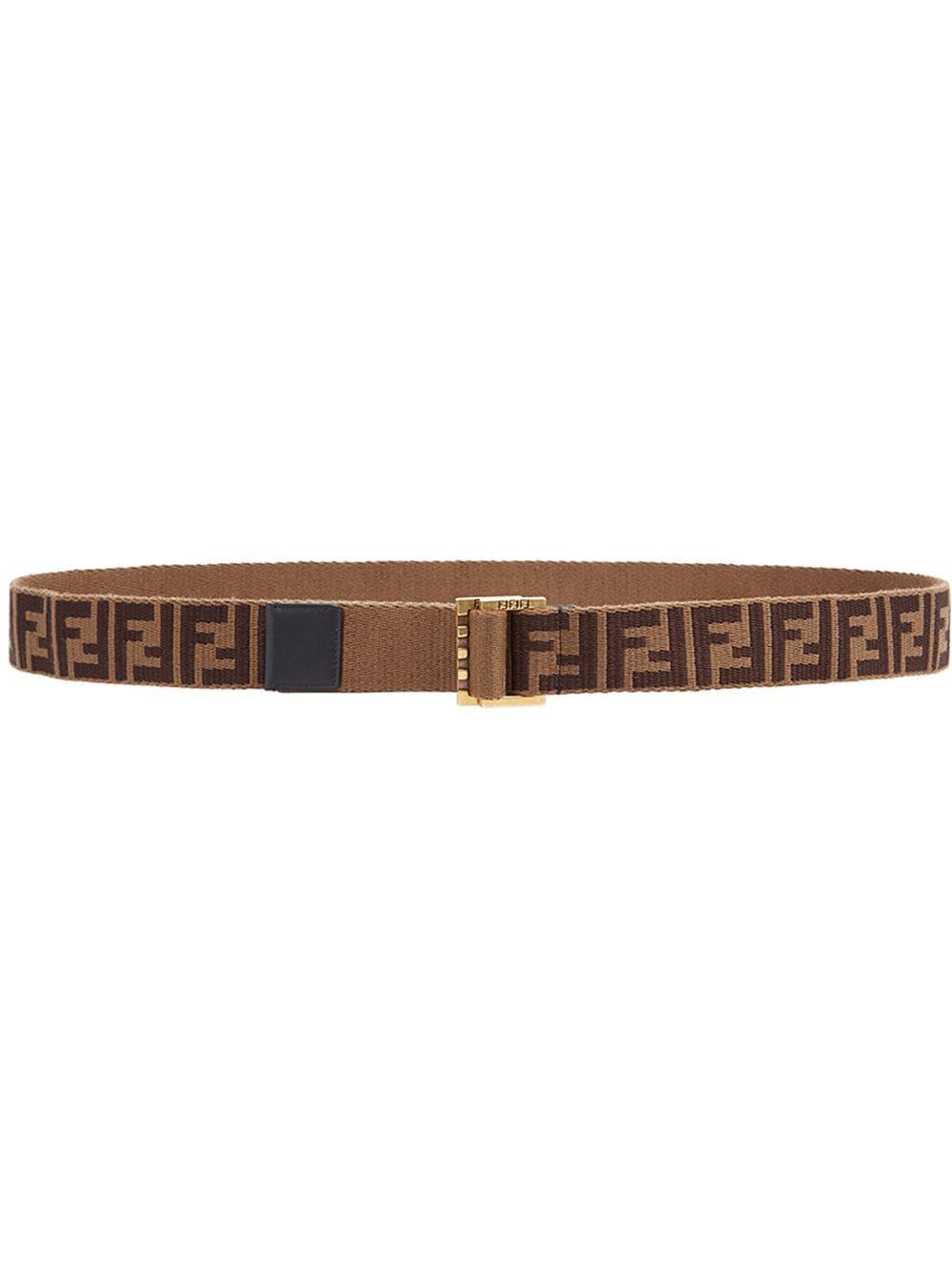 Fendi Leder Gurtel Mit Ff Print In Braun Fur Herren Lyst