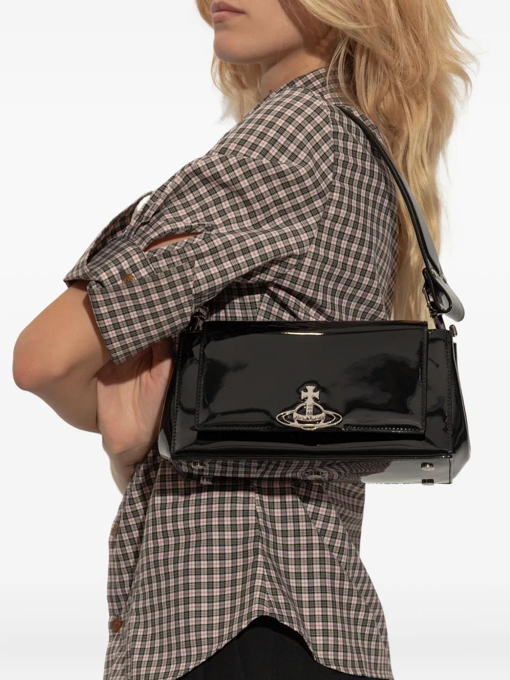 Vivienne Westwood Patent-Leather Orb Shoulder Bag in Black | Lyst