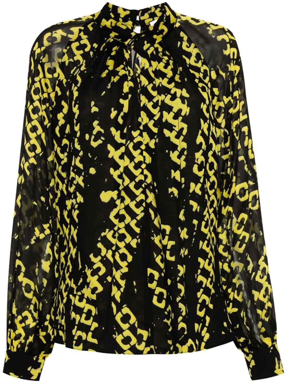 Diane von Furstenberg Candace Abstract-pattern Blouse in Black | Lyst