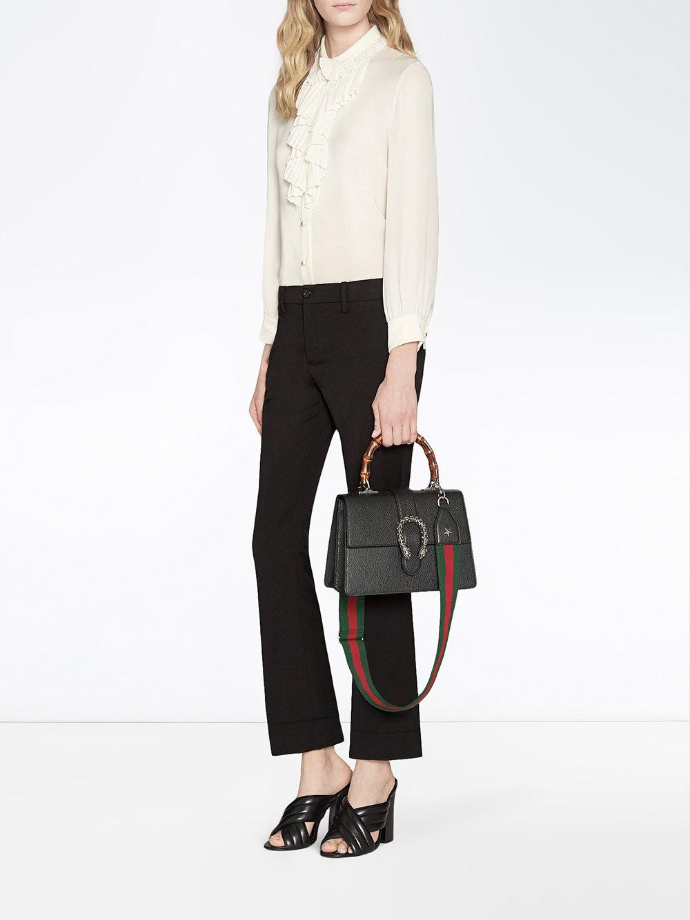 Gucci Dionysus Leather Top Handle Bag in Black | Lyst