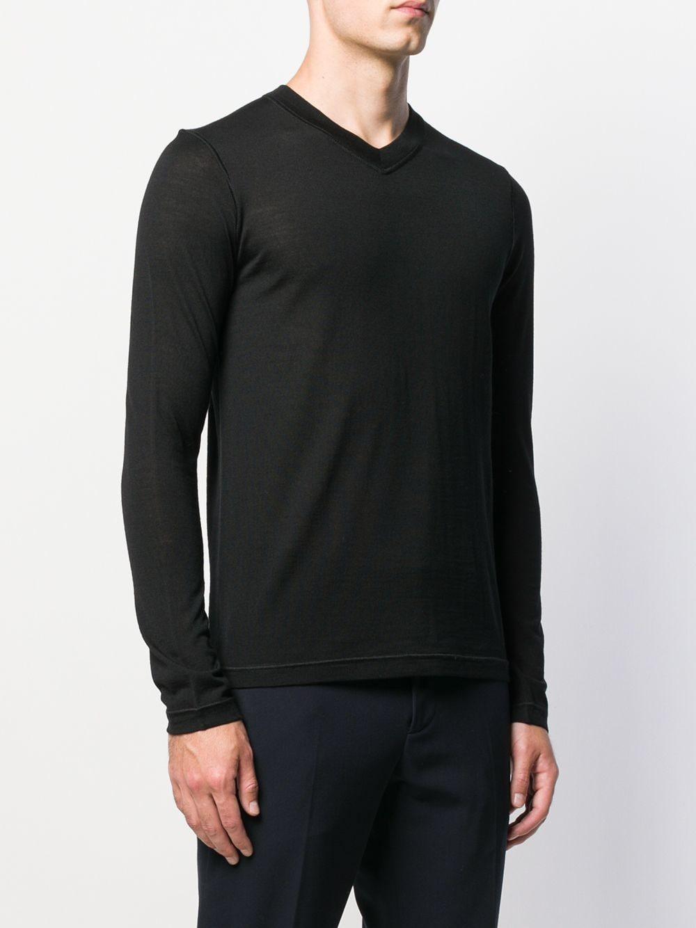 Jil Sander Wool Long-sleeve Fitted Sweater in Black for Men - Lyst
