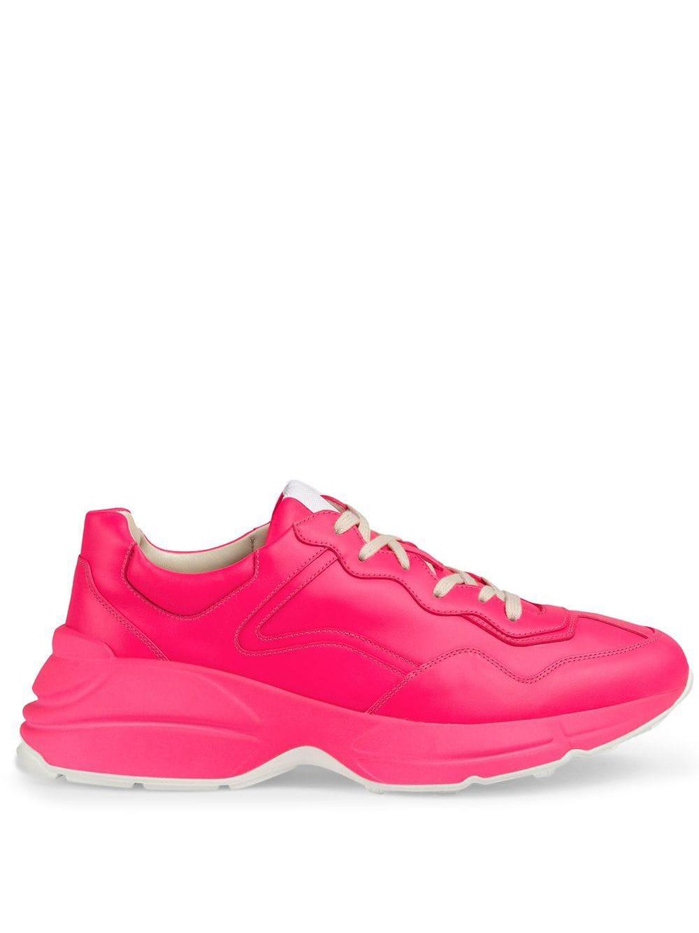 Gucci Rhyton Fluorescent Leather Sneaker in Pink for Men - Lyst