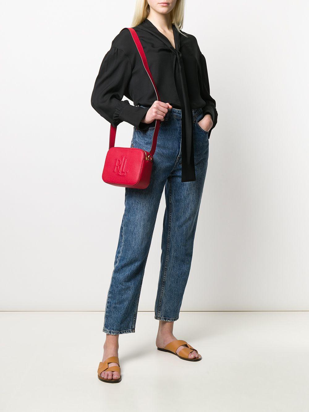 Lauren by Ralph Lauren Leather Hayes Crossbody Bag in Red | Lyst