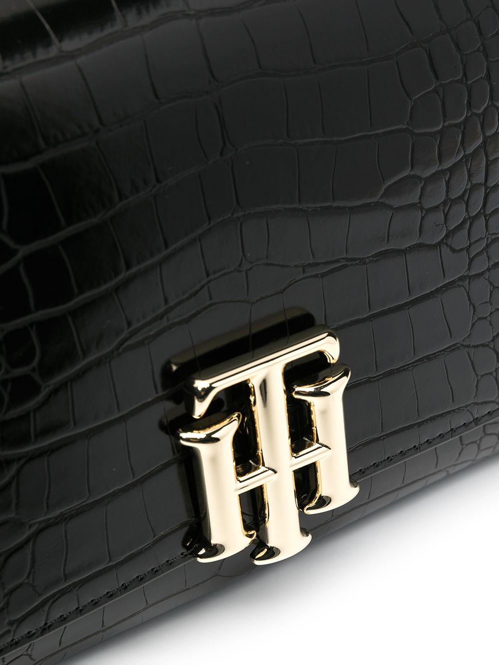 Tommy Hilfiger Lock Crocodile Clutch Bag in Black | Lyst