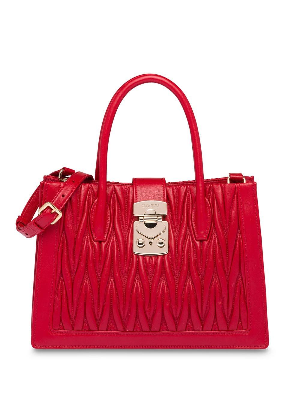 Miu Miu Miu Confidential Nappa Matelassé Handbag in Red - Lyst