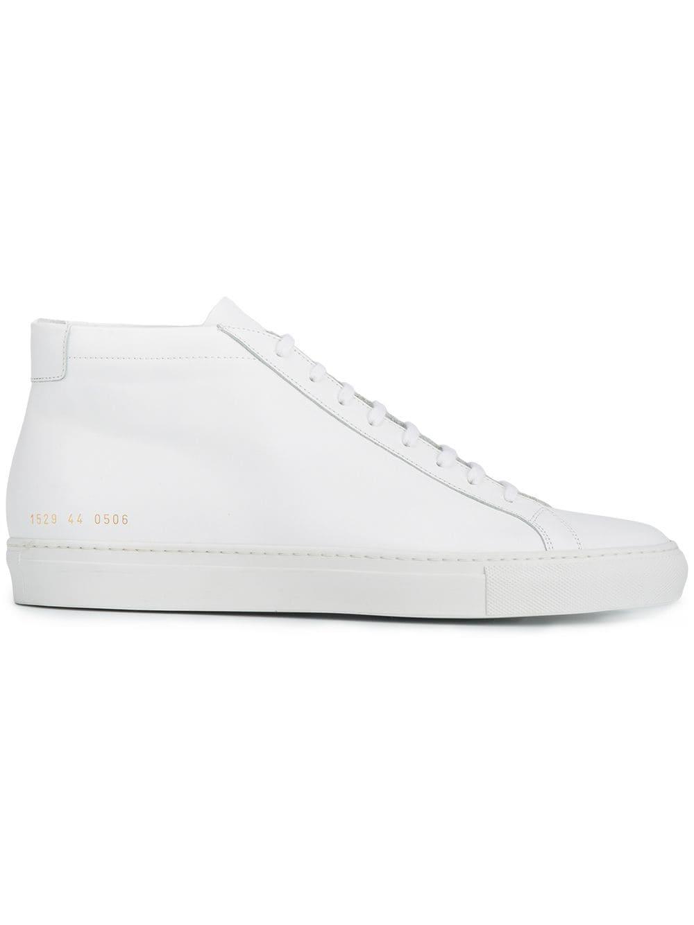 Common Projects Leather Achilles Mid Sneakers in White for Men - Save ...