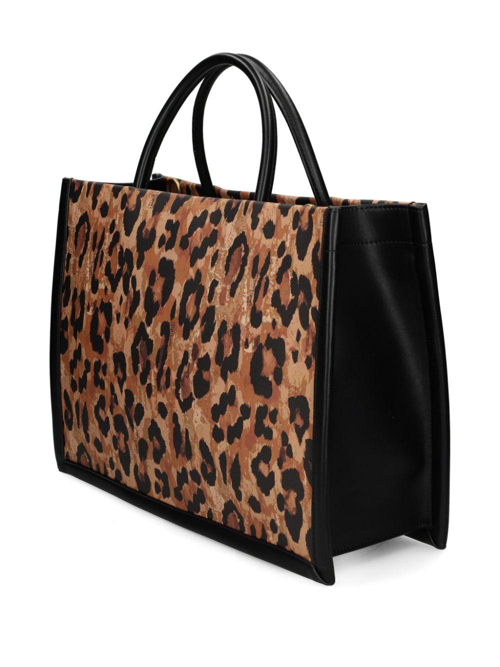 Just Cavalli Leopard-Print Leather Tote Bag in Brown | Lyst